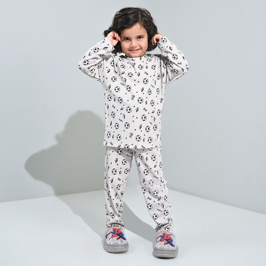 Boys Jersey/Terry Night Suit Goal-GREY