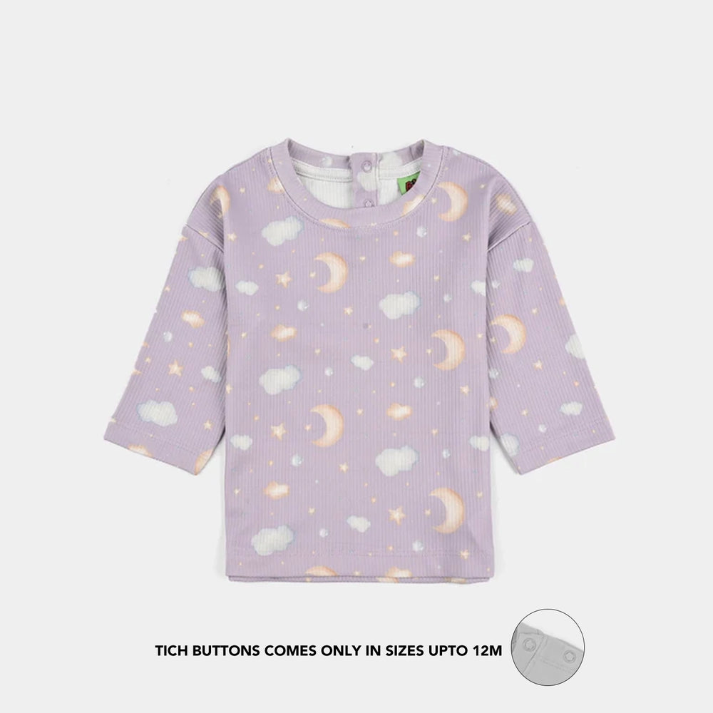 Infant Girls Jersey/Terry Night Suit Moon & Cloud-Purple