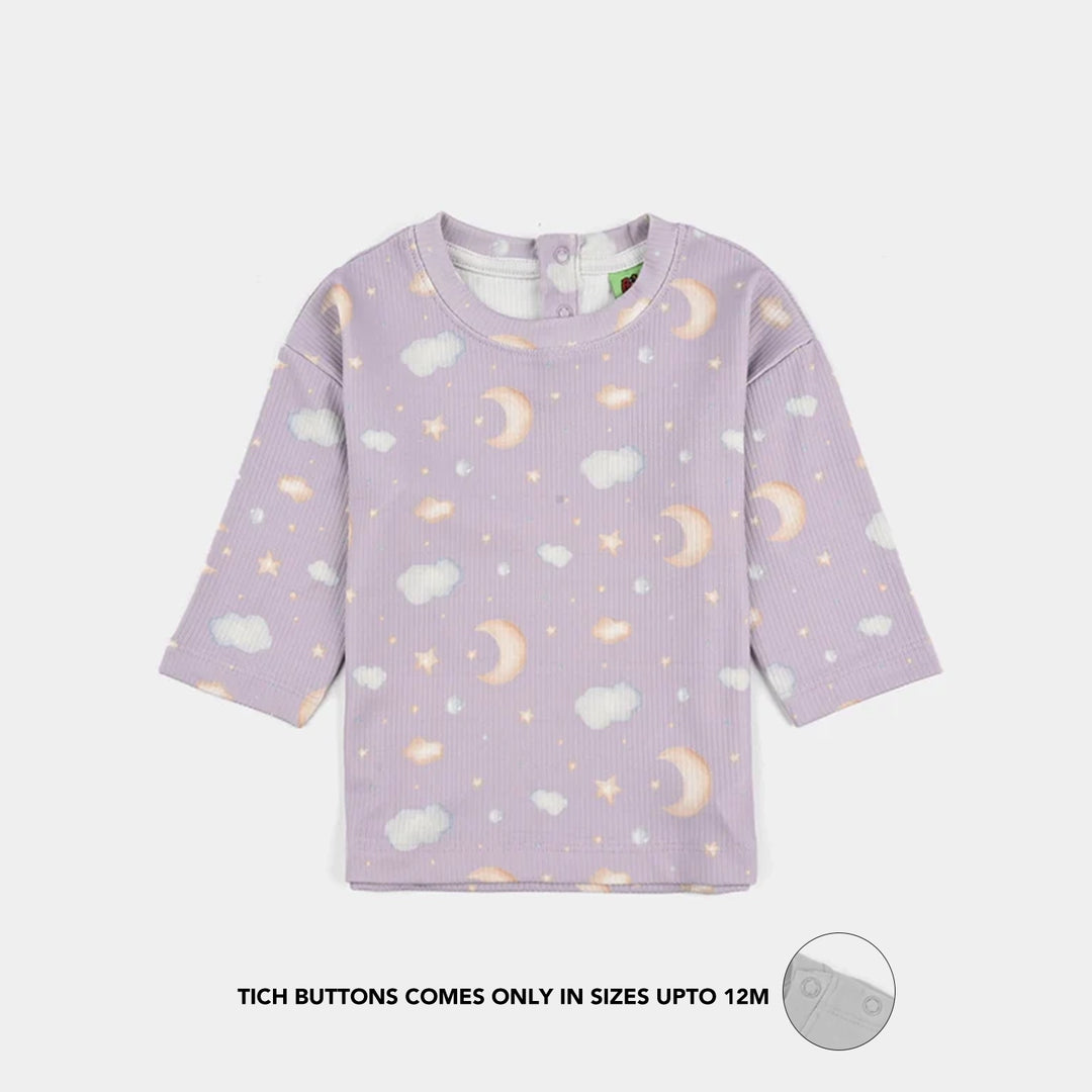 Infant Girls Jersey/Terry Night Suit Moon & Cloud-Purple
