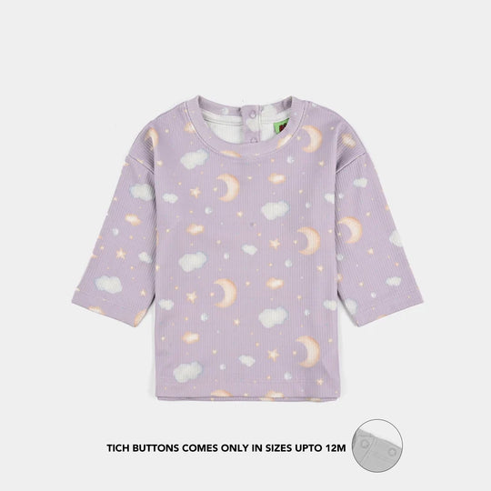 Infant Girls Jersey/Terry Night Suit Moon & Cloud-Purple