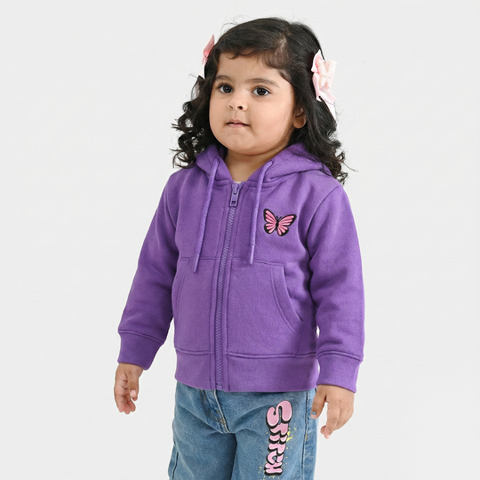 Infant Girls Fleece Knitted Jacket - Purple