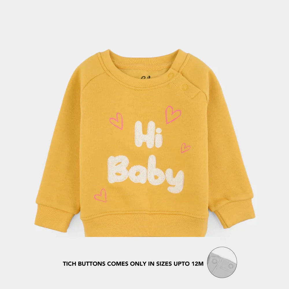 Infant Girls Fleece 2 Piece Suit Hi Baby-Yellow