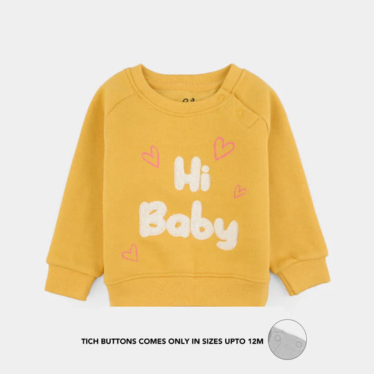 Infant Girls Fleece 2 Piece Suit Hi Baby-Yellow