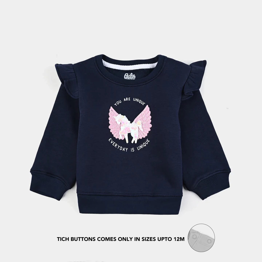 Infant Girls Fleece 2 Piece Suit-NAVY