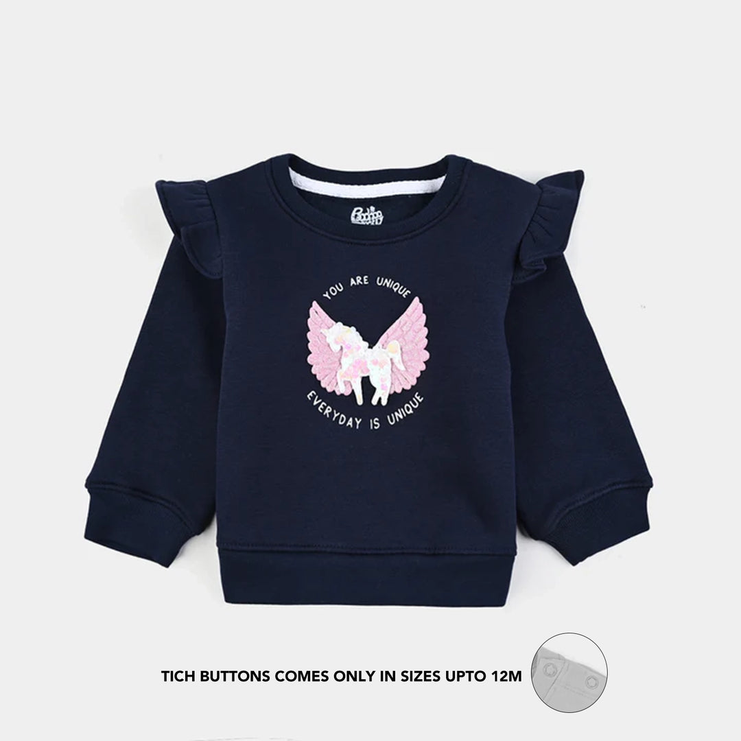 Infant Girls Fleece 2 Piece Suit-NAVY