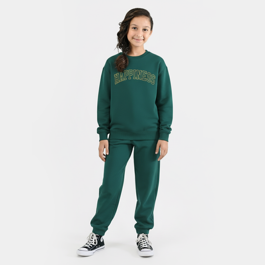 Girls Fleece 2 Piece Suit Happiness