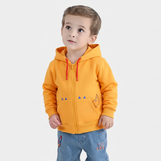 Infant Boys Fleece Knitted Jacket Dino - Yellow