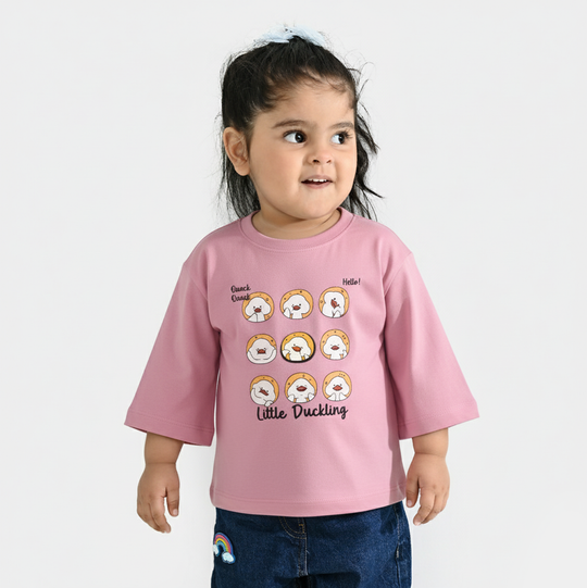 Infant Girls Jersey/Terry T-Shirt F/S Little Duckling-Pink