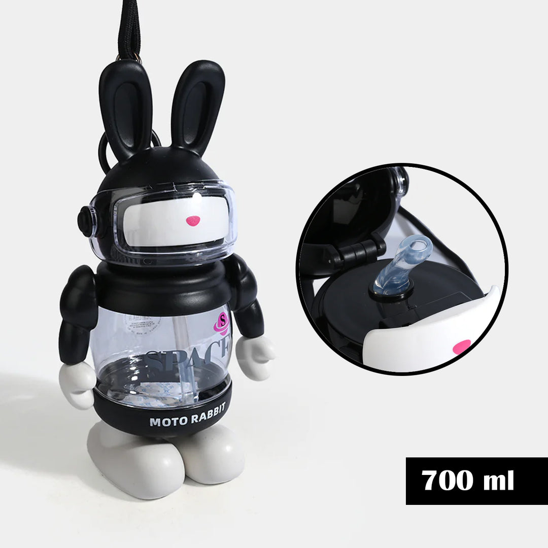 RABBIT STRAW WATER BOTTLE/BEAKER | SH2691 - BLACK