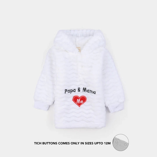 Infant Boys Faux fur 2 Pcs Suit -White