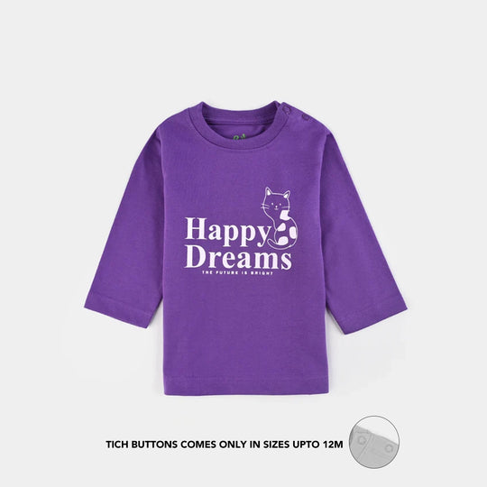 Infant Girls Poly Cotton Jersey Night Suit HAPPY DREAMS-Purple Heart