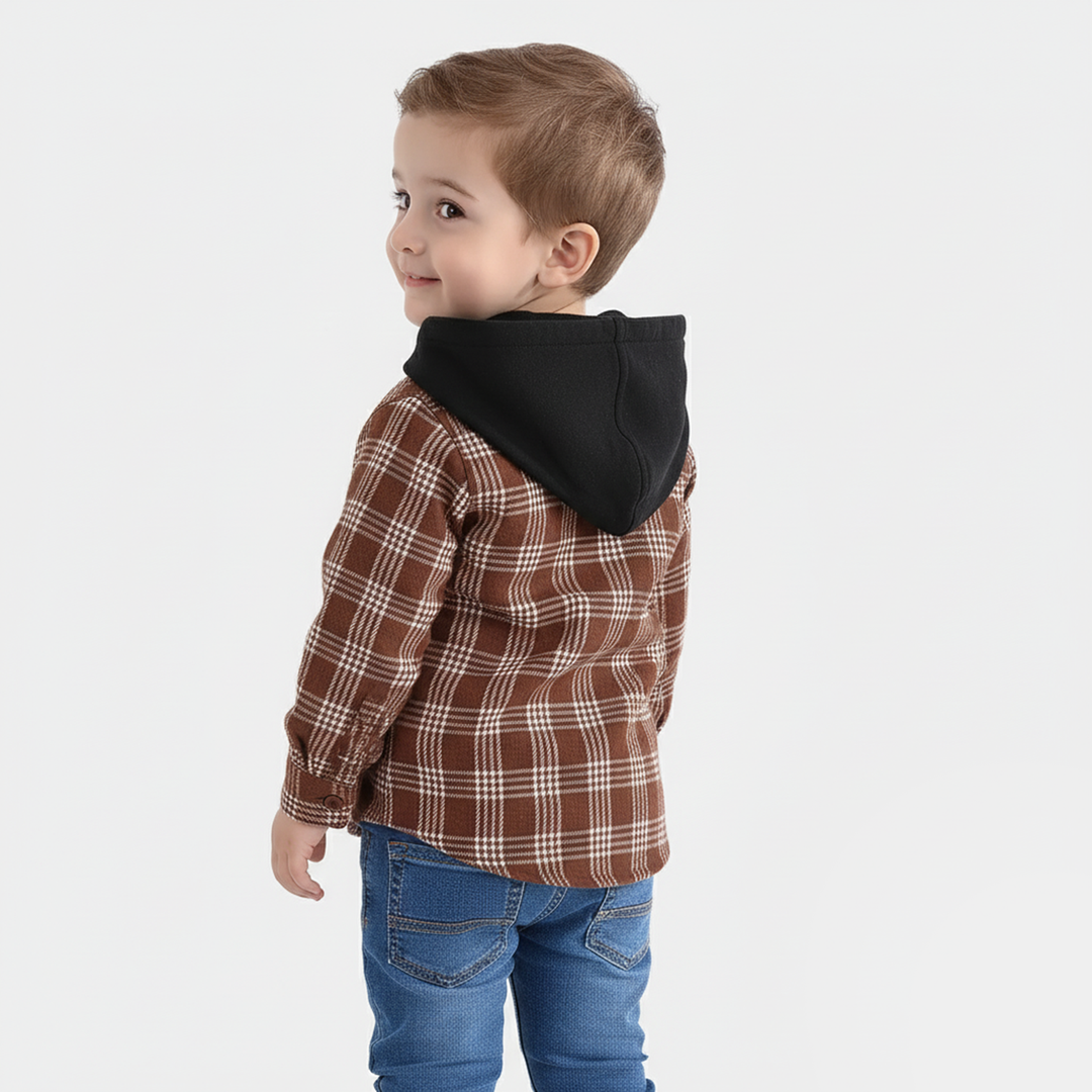 Infant Boys Flannel Shirt-Brown Check