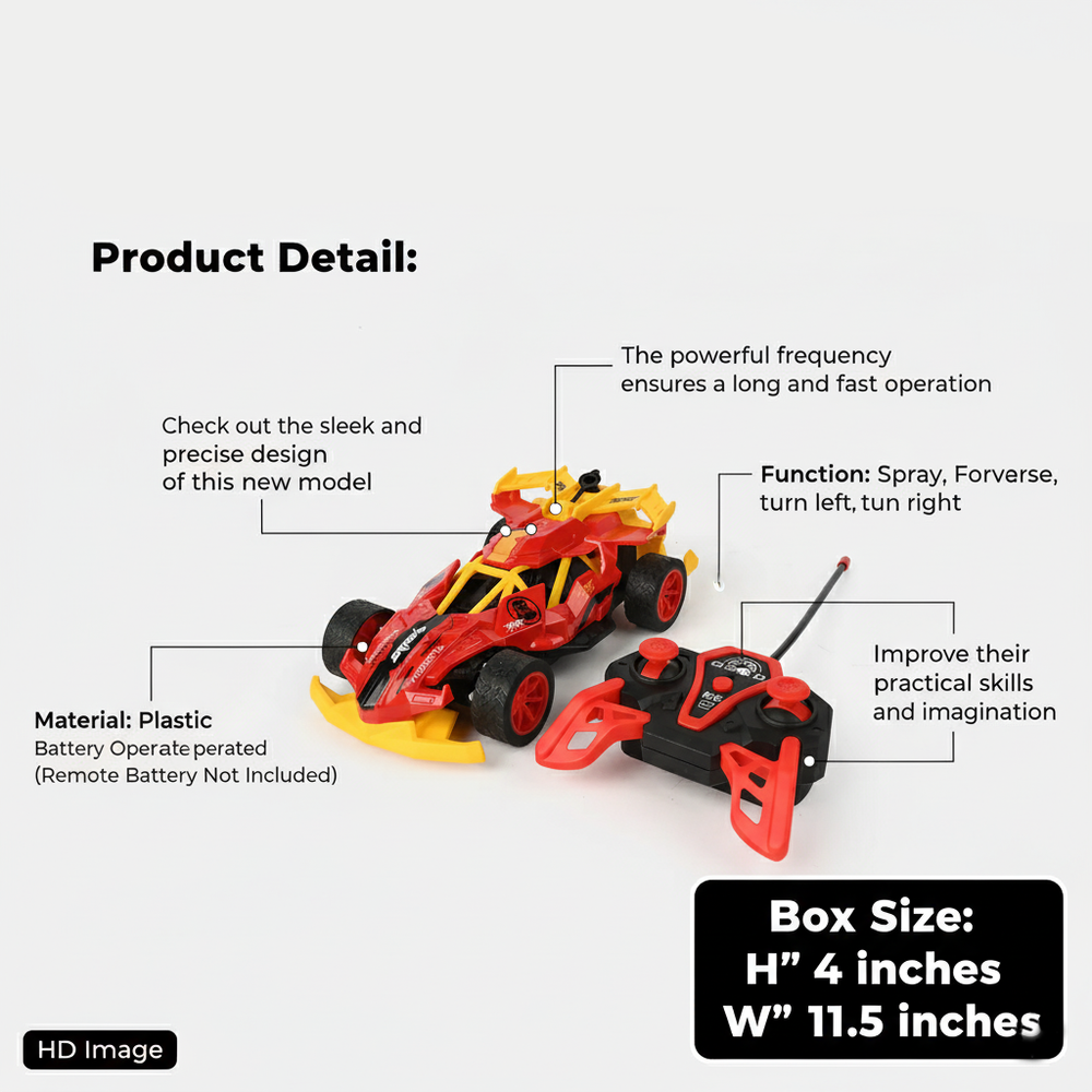 Remote Control Spray Function Car for Kids