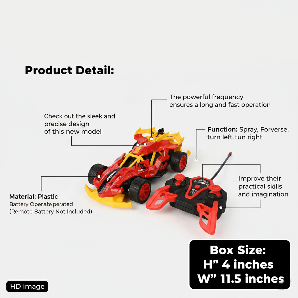 Remote Control Spray Function Car for Kids