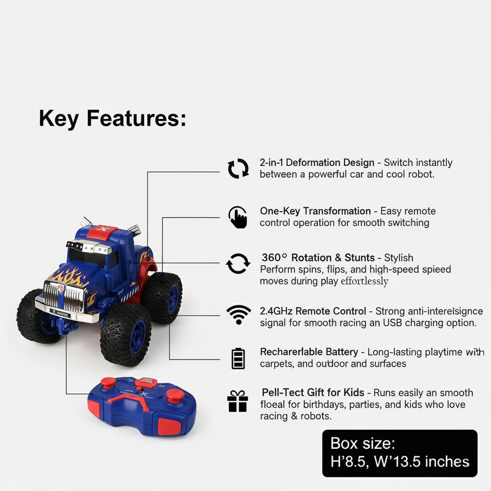 Remote Control Deformation Stunt Car for Kids