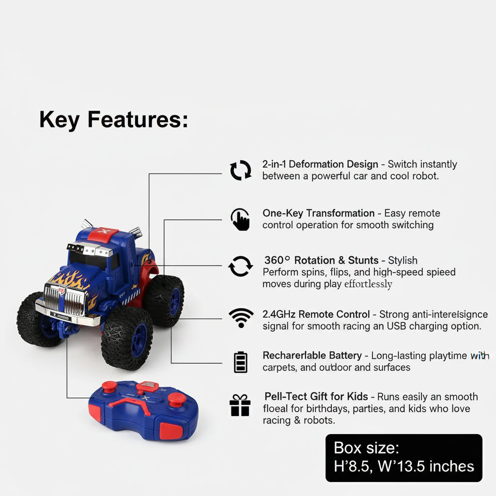 Remote Control Deformation Stunt Car for Kids