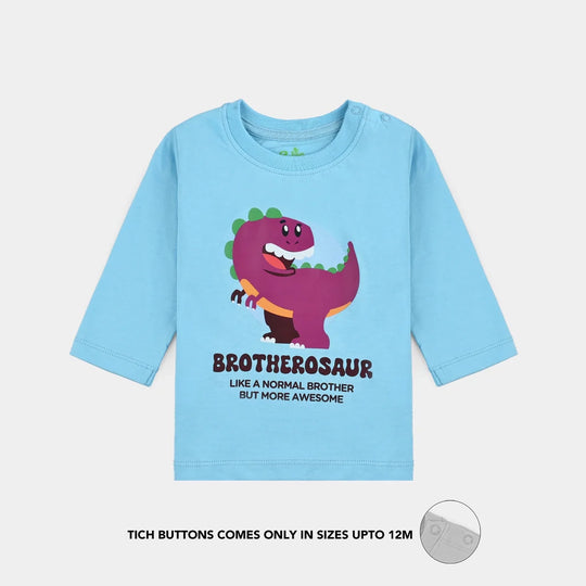 Infant Boys Jersey/Terry T-Shirt (Brotherosaur) - Blue