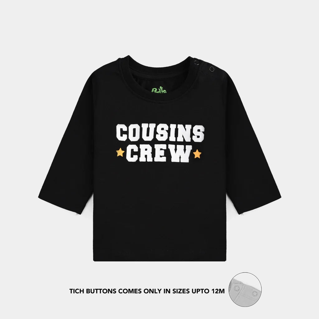 Infant Boys Jersey/Terry T-Shirt (Cousins Crew) - Black