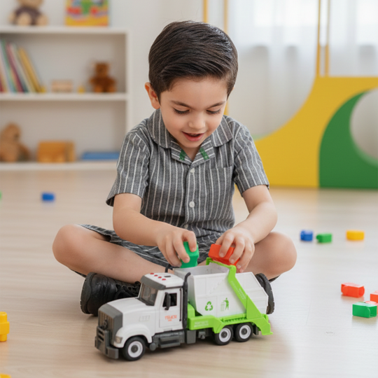 Garbage Truck Toy with Lights & Sounds | Recycling Play Vehicle for Kids
