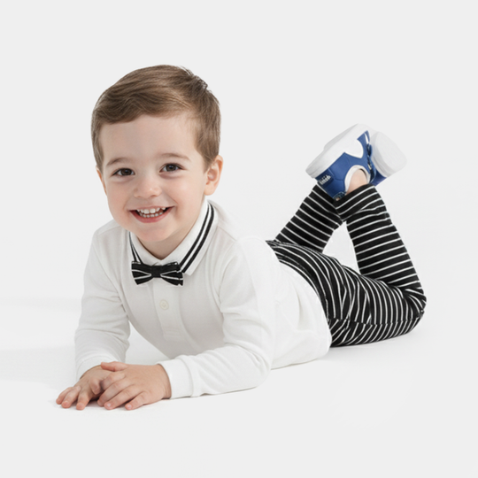 Infant Boys Jacquard Suit (Pop Up Jacquard) - White/Black