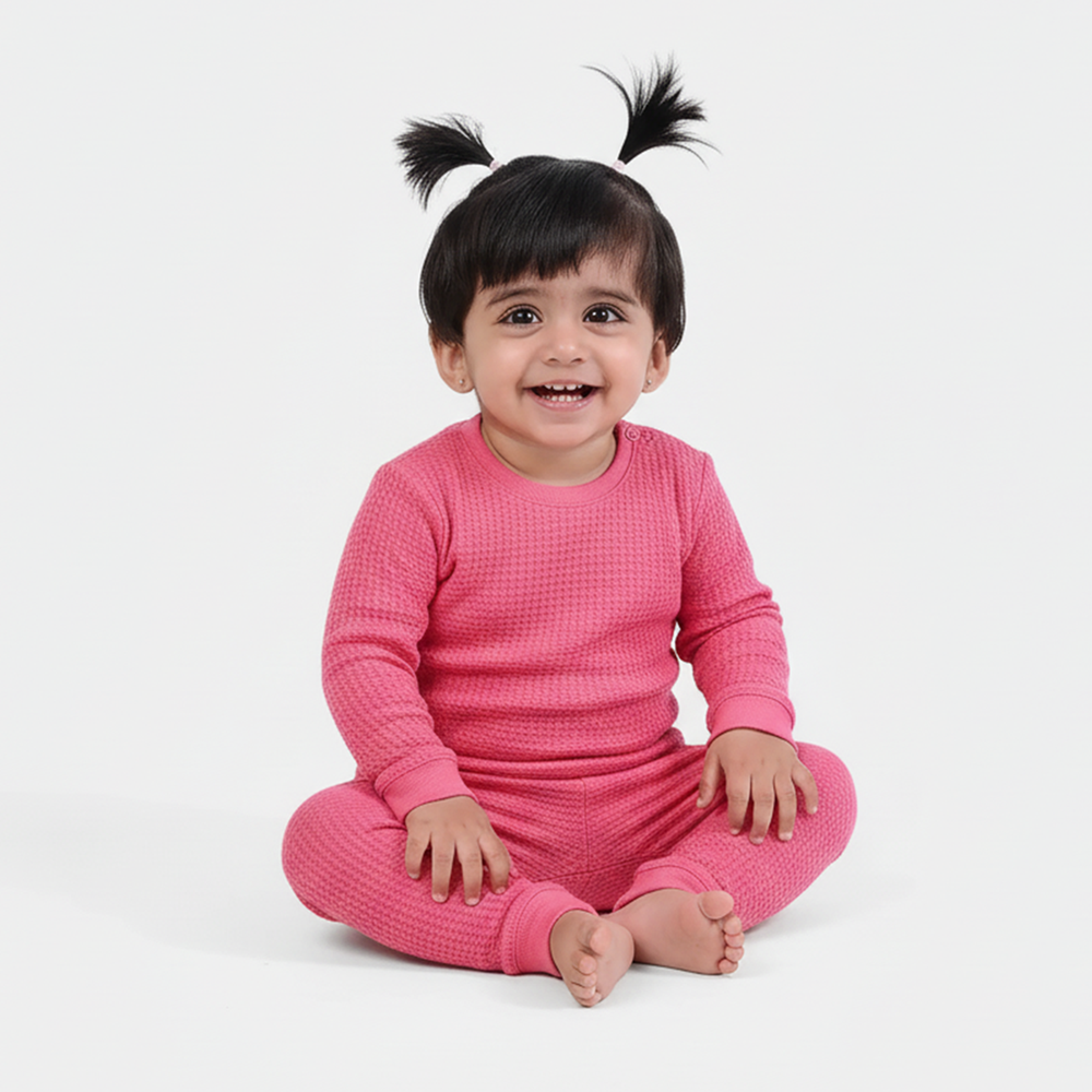 Infant Unisex Thermal Inner Wear Suit-Hot Pink