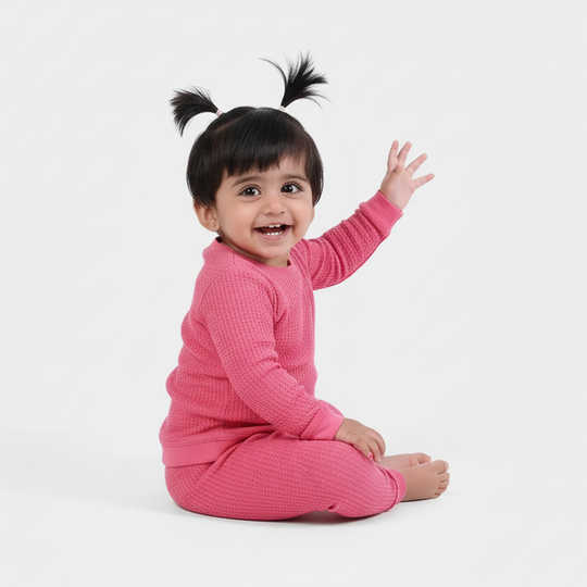 Infant Unisex Thermal Inner Wear Suit-Hot Pink