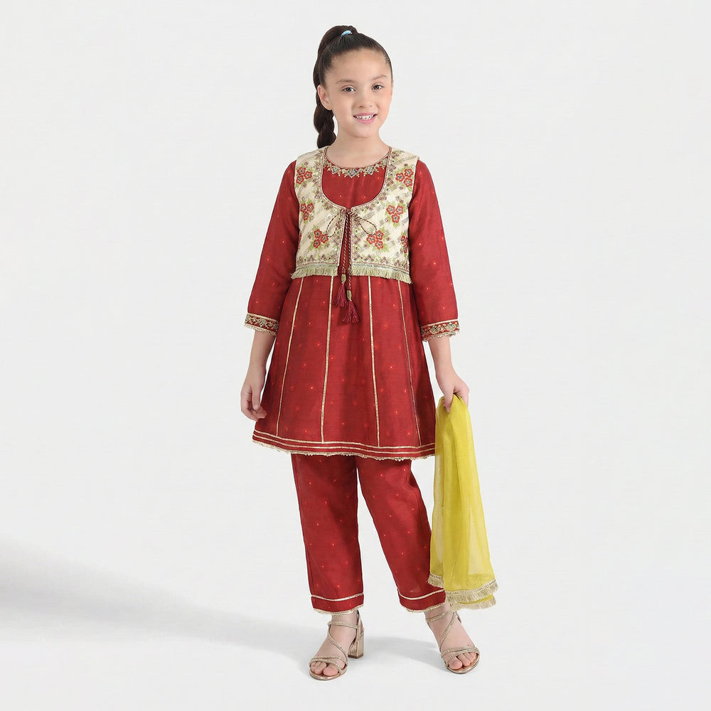 Girls Jacquard 4Pcs - Red