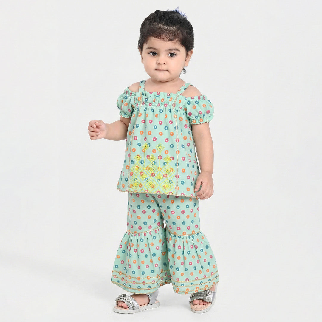 Infant Girls Raw Silk 2Pcs - Mint Green