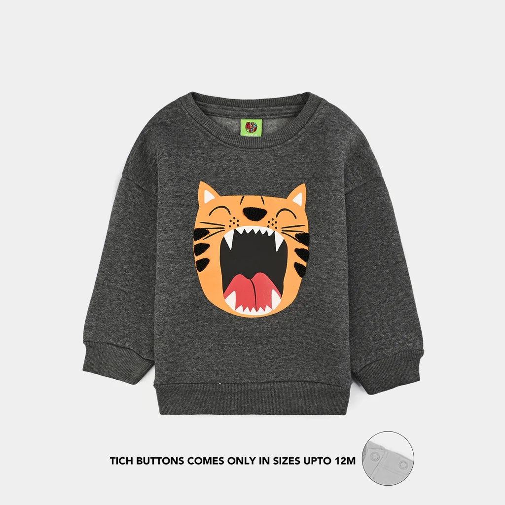 Infant Boys Fleece Sweatshirt (Tiger Face) - Grey