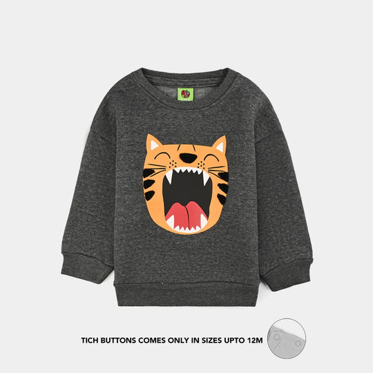 Infant Boys Fleece Sweatshirt (Tiger Face) - Grey