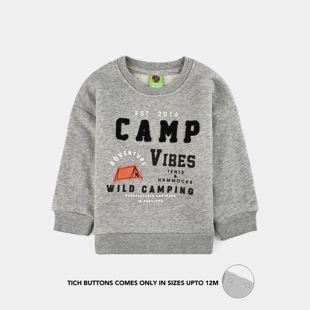 Infant Boys Jersey/Terry Sweatshirt (Camp Vibes) - Grey