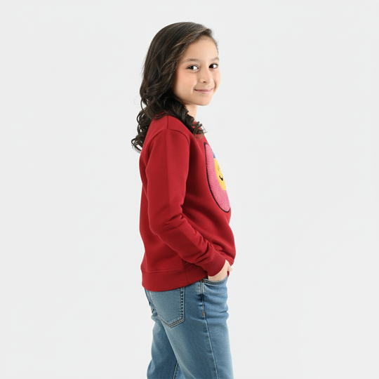 Girls Fleece Sweatshirt LOVE - Red