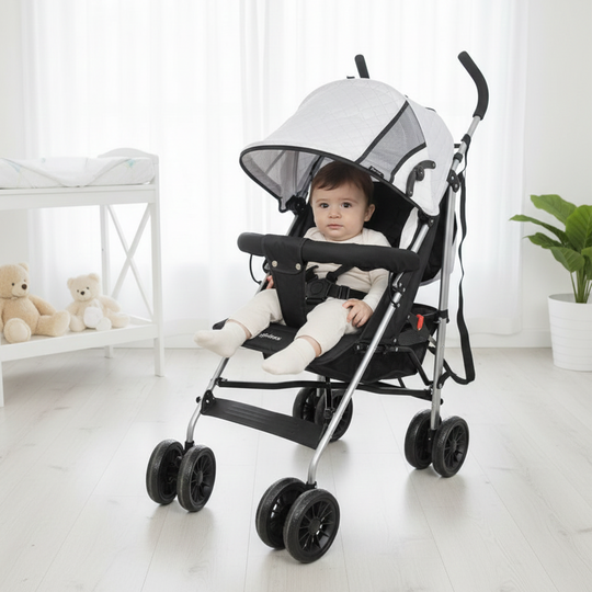 Foldable Travel Pram Stroller Buggy (Joyous) -HS807 Grey