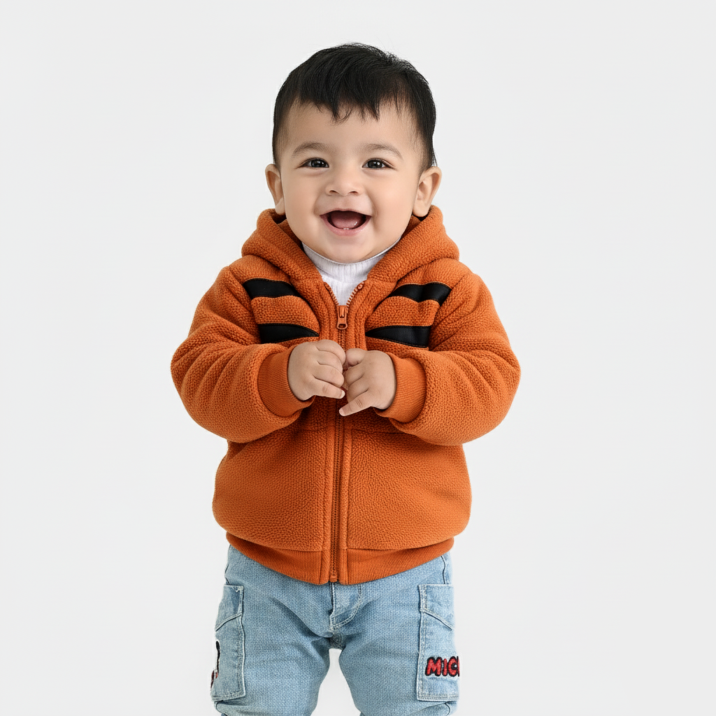 Infant Boys Sherpa Jacket Tiger - Orange