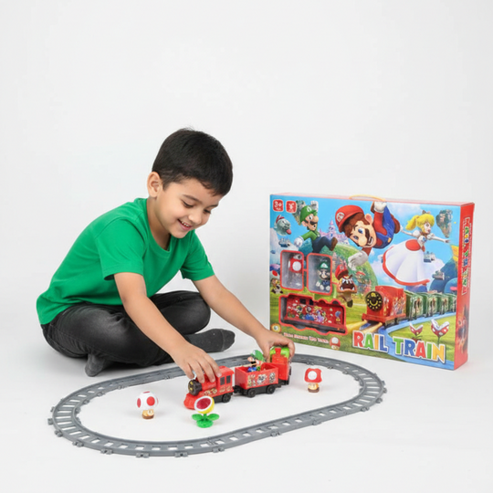 Rail Train Playset with Characters – Electric Light & Motion Toy
