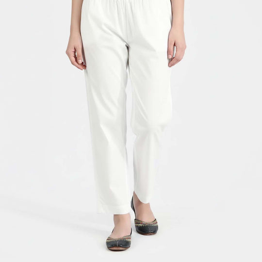 Girls Cotton Casual Pant Basic-White