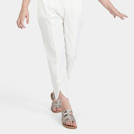 Girls Cotton Tulip Pant-White