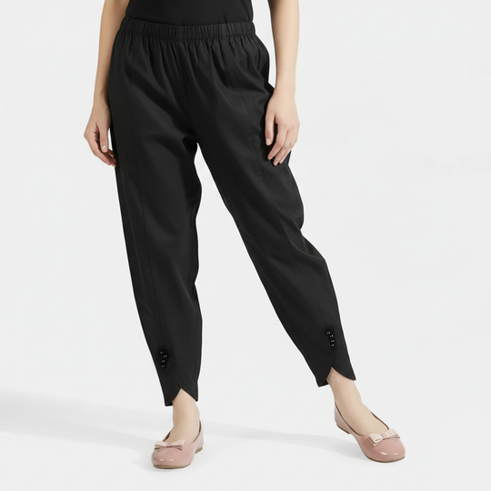 Girls Cotton Tulip Pant  - BLACK