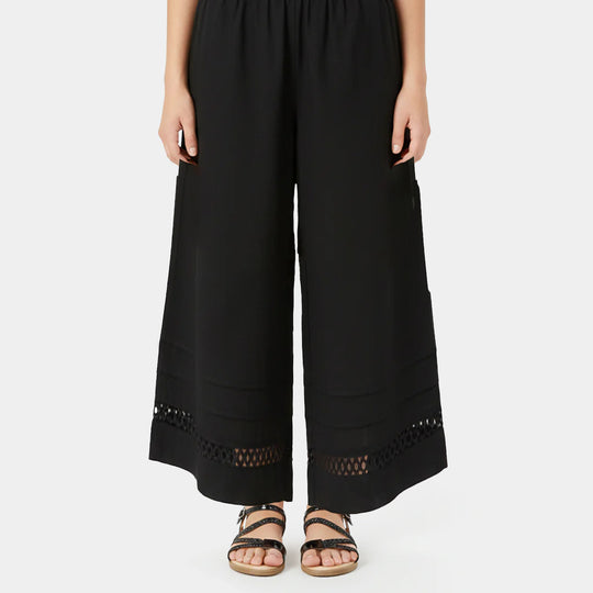 Girls Cotton Culotte Pintex - Black