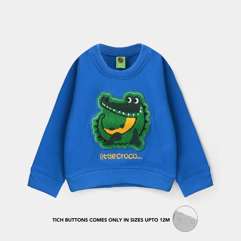 Infant Boys Jersey/Terry Sweatshirt Little Crocodile -Blue