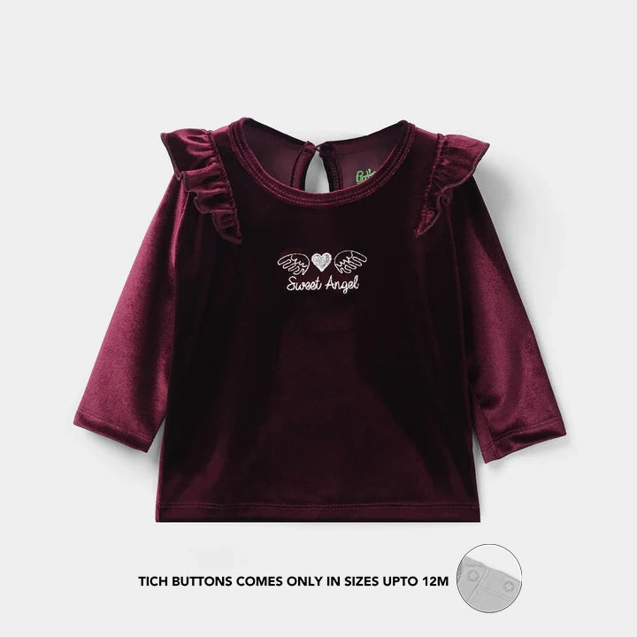 Infant Girls Velvet Suit Raffle Style-Red