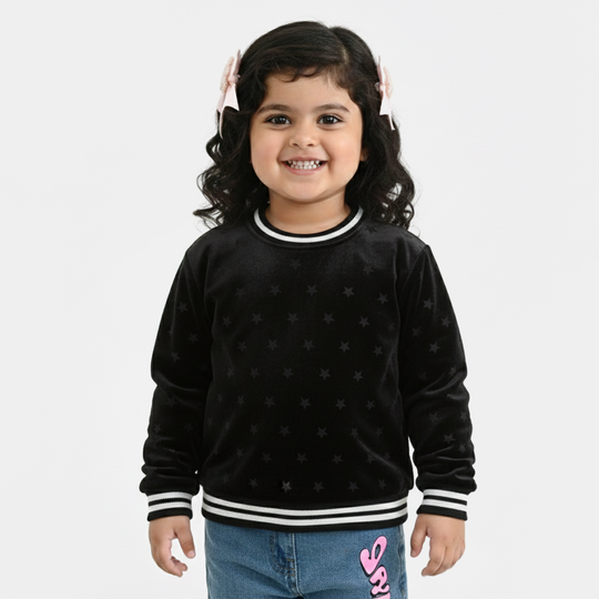 Infant Girls Velvet Sweatshirt Black Star-BLACK