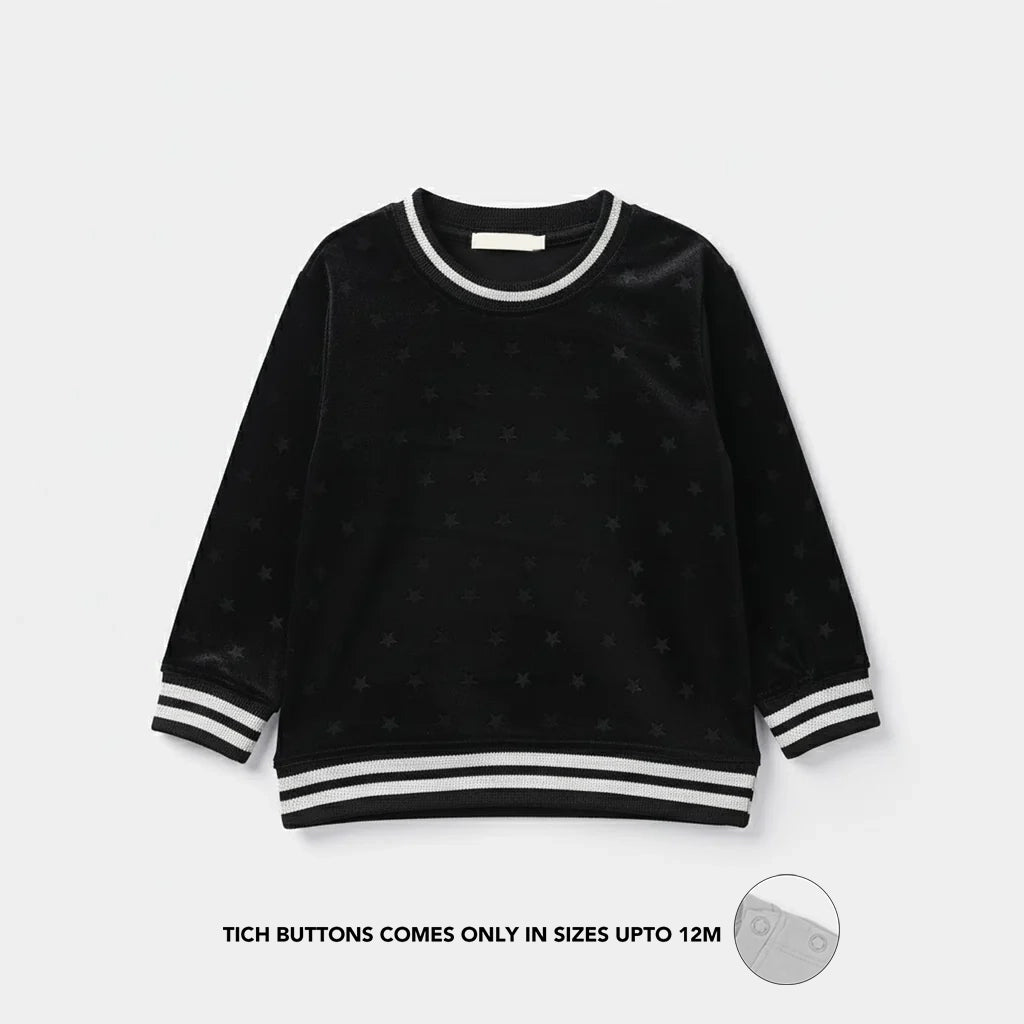 Girls Soft Plush Sweatshirt (Stars) - Black