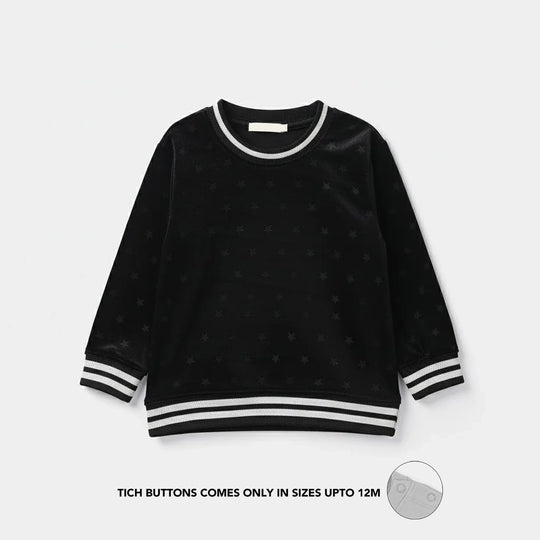 Girls Soft Plush Sweatshirt (Stars) - Black