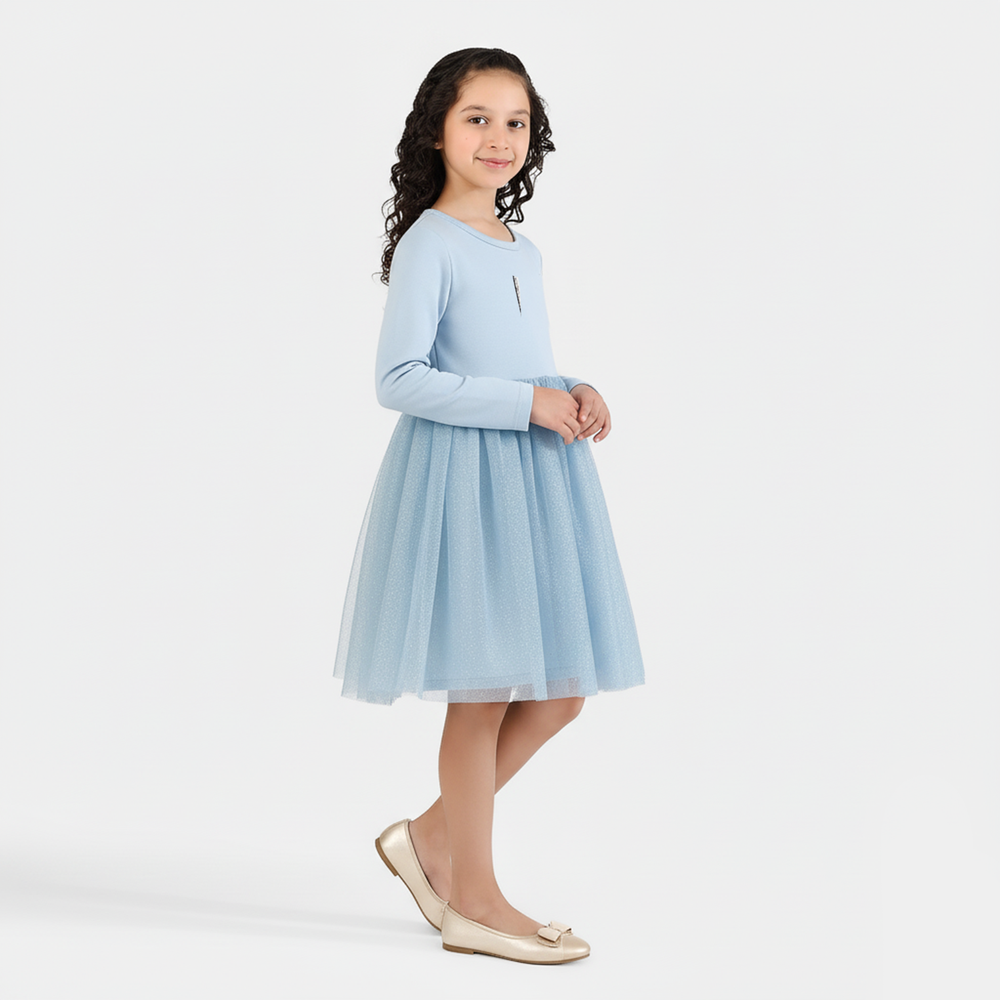 Girls Net Frock - Light Blue