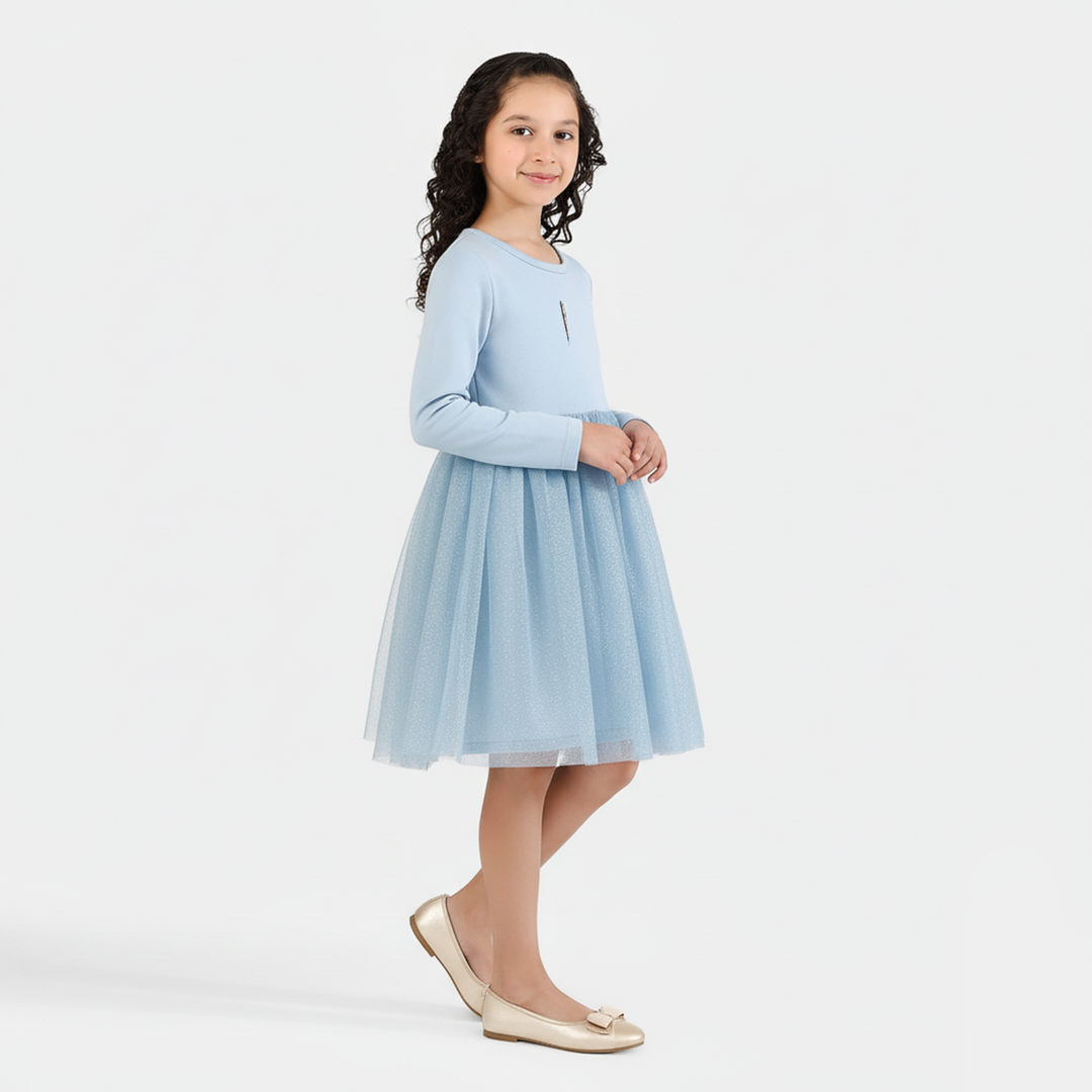 Girls Net Frock - Light Blue