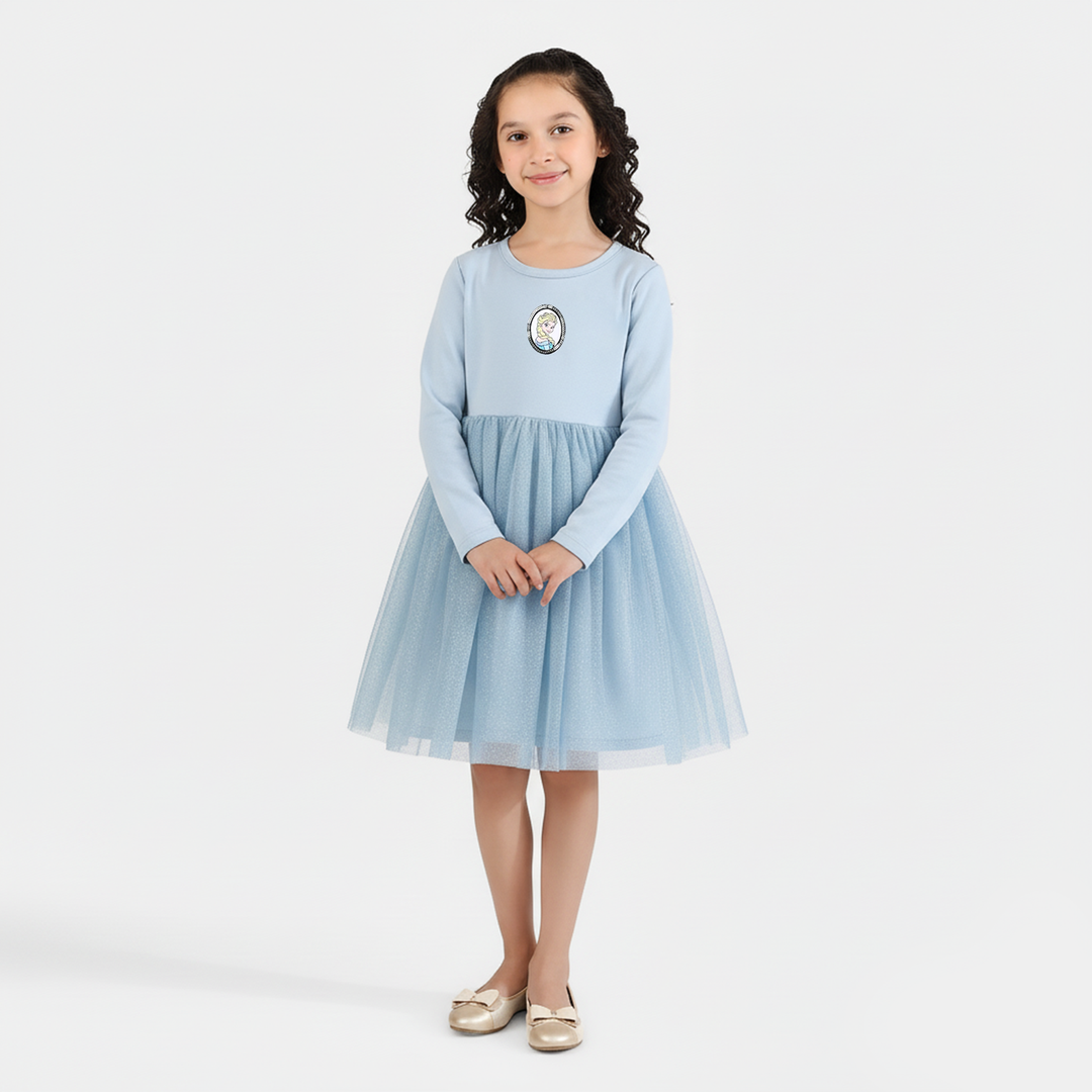 Girls Net Frock - Light Blue