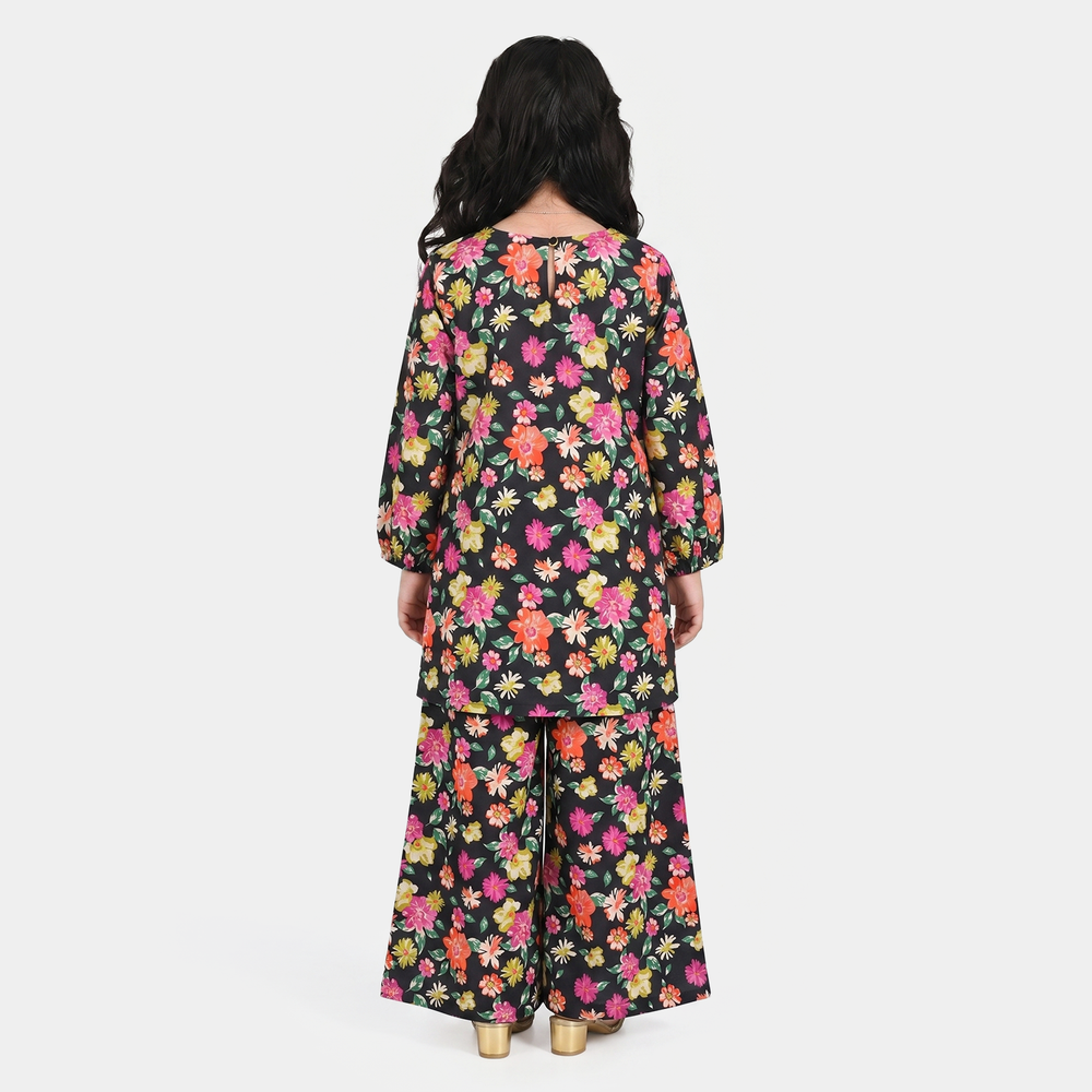 Girls Cotton Printed 2Pcs Raspberry - Multi
