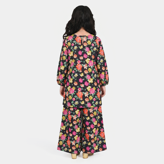 Girls Cotton Printed 2Pcs Raspberry - Multi