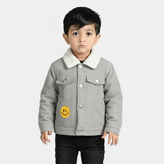 Infant Boys Corduroy Jacket Smile Face - Grey